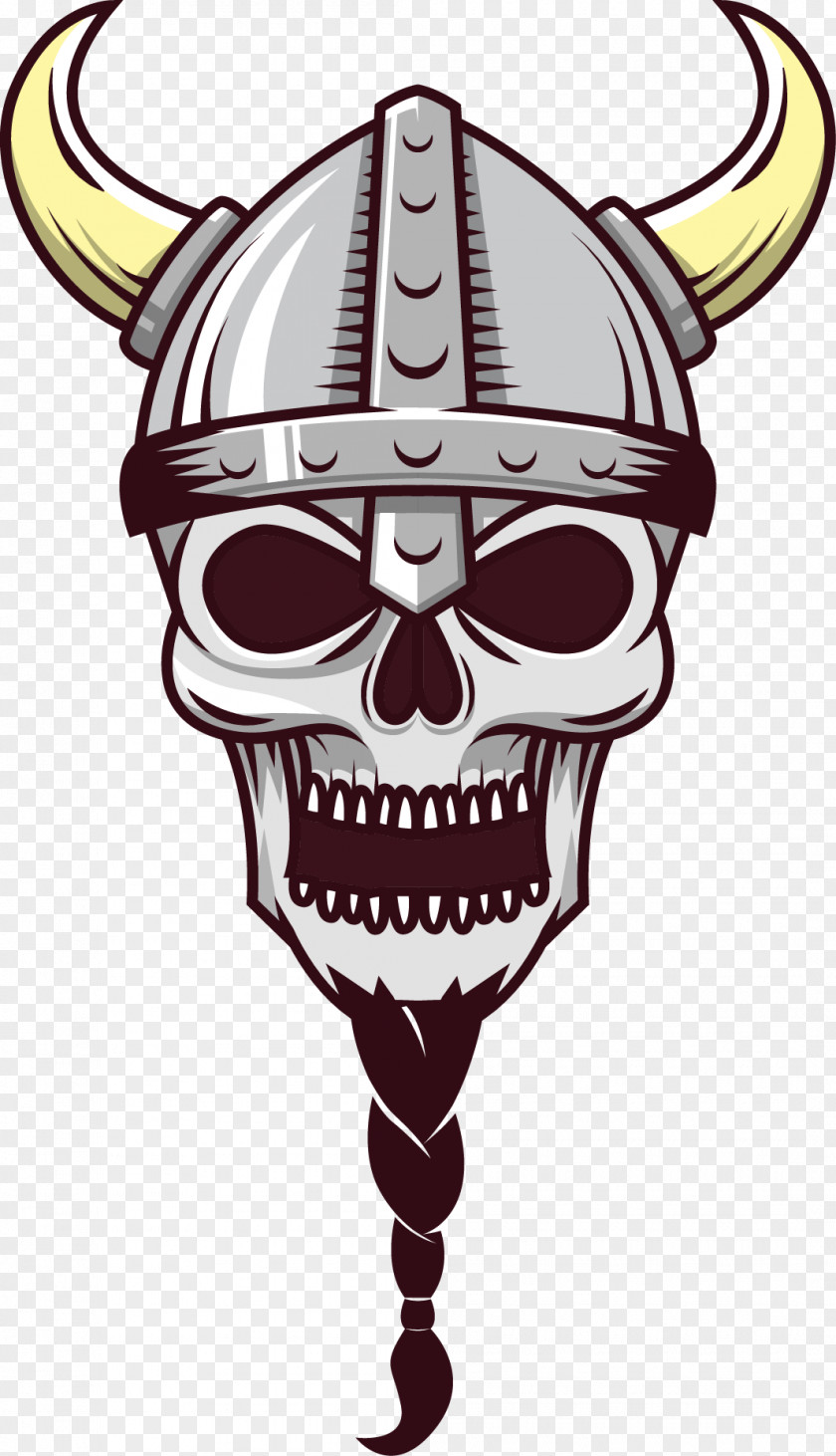 Vector Painted Horns Helmet Skeleton Warrior Scandinavia Viking Euclidean Skull Horn PNG