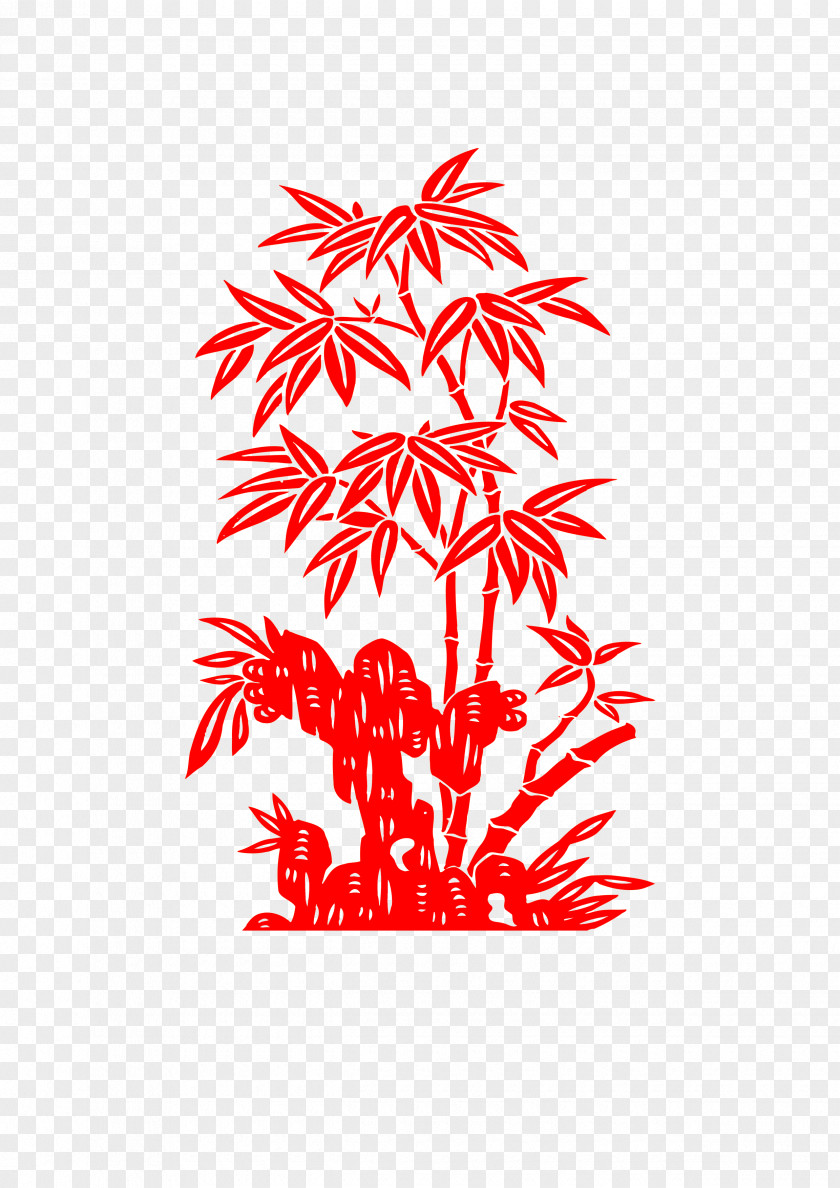 Red Paper-cut Bamboo Papercutting PNG