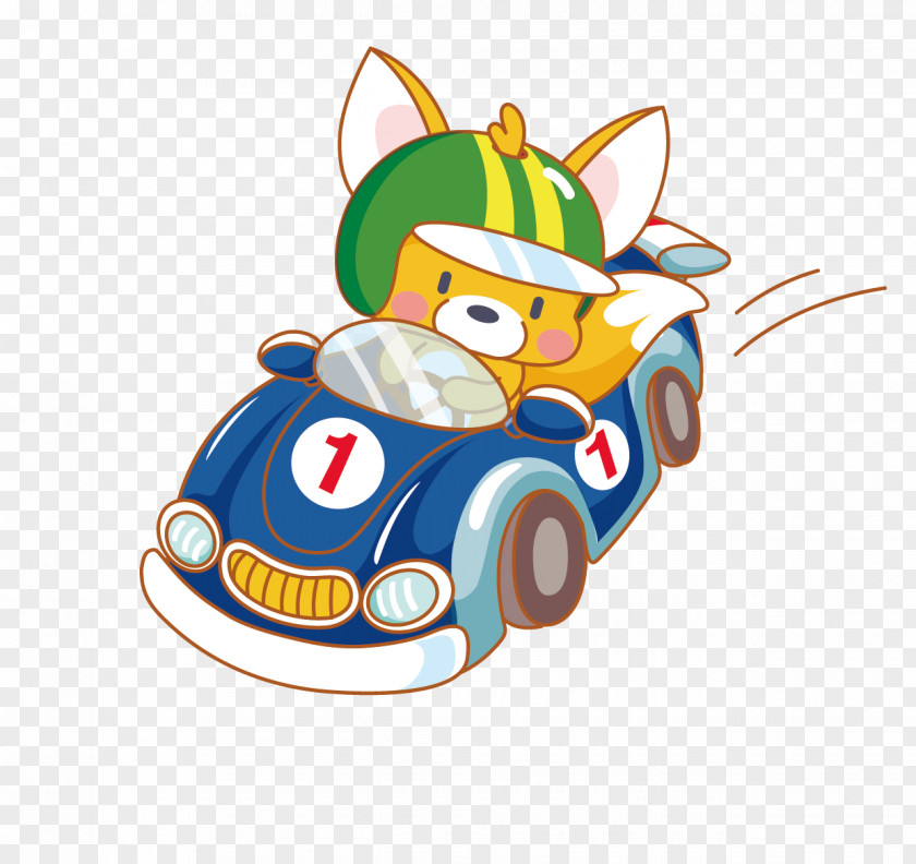 Vector Fox Racing Drivers Cartoon Illustration PNG