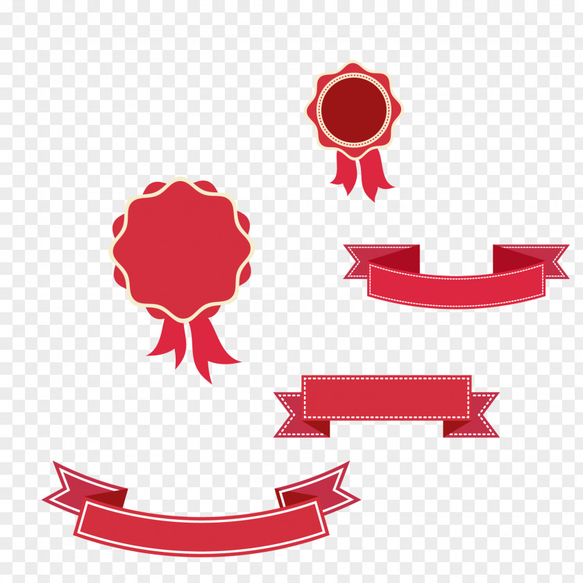 Red Badge Space Vintage Wood Ribbon Banner PNG