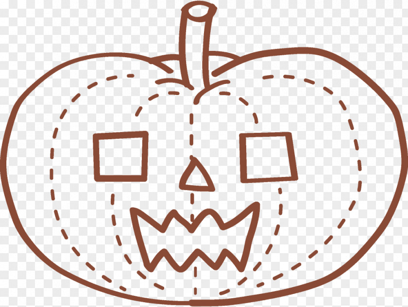 Smile Line Art Jack-o-Lantern Halloween Carved Pumpkin PNG