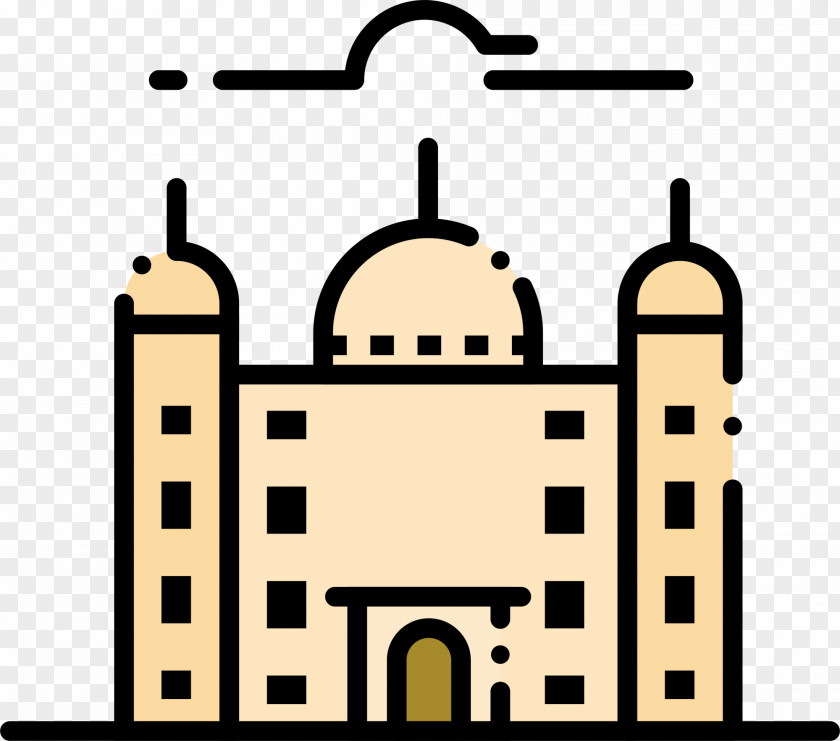 Yellow Cartoon Church Islamic Architecture Clip Art PNG
