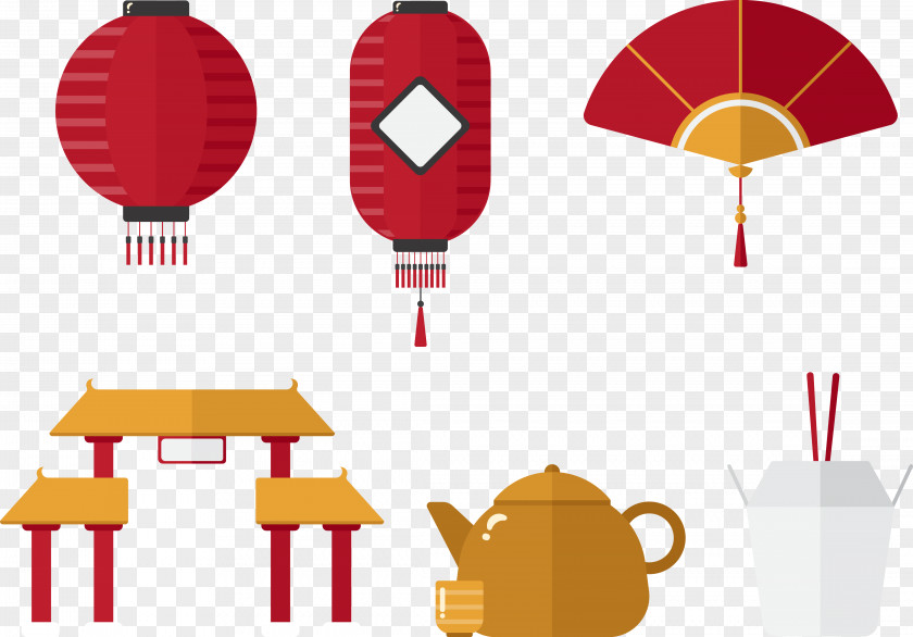 Chinese Lantern Glyph Fan Teapot Euclidean Vector Symbol PNG