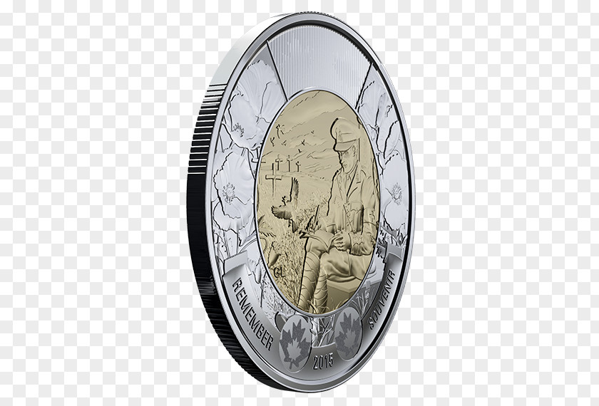 Coin In Flanders Fields Toonie Quarter Armistice Day PNG