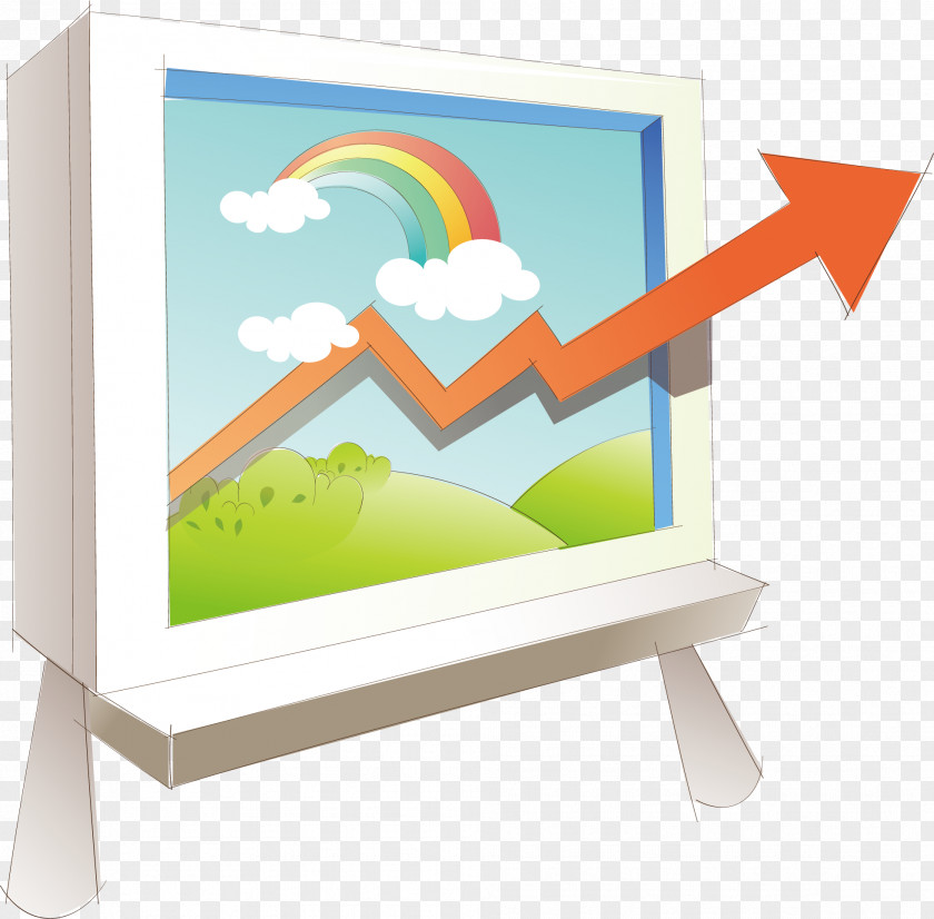 Hand-painted Cartoon Computer Material Television PNG
