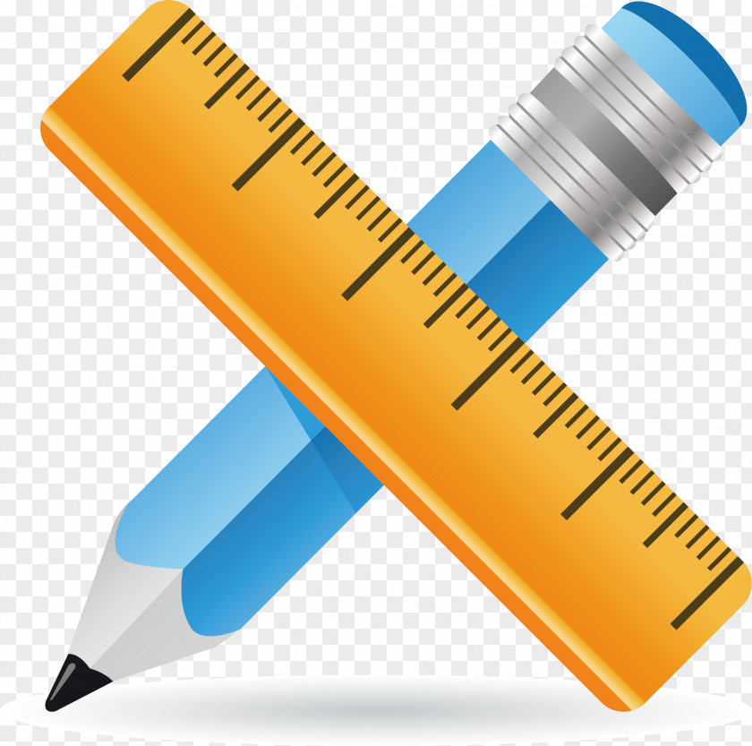 Blue Pencil Ruler Element Clip Art PNG