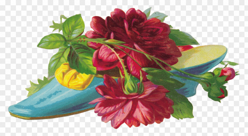 Vintage Rose Shoe Image Flower Clip Art PNG