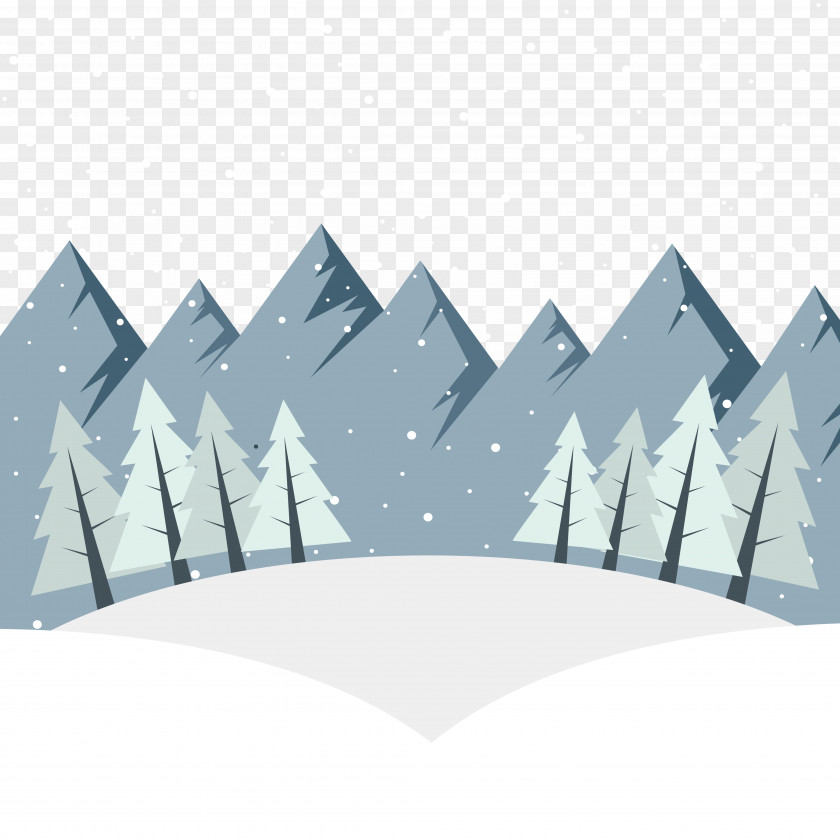 Winter Snow Euclidean Vector Pine Landscape PNG