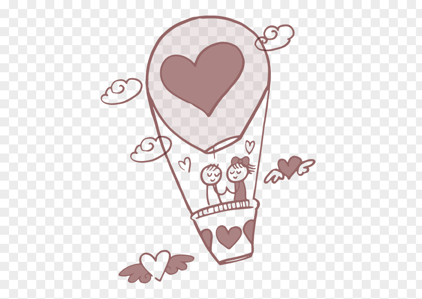 Hot Air Balloon Stick Figure Love T-shirt Gift Illustration PNG