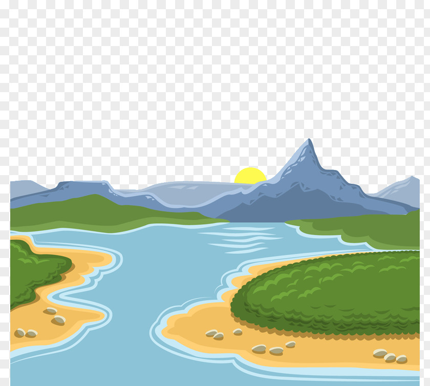 Mountains And Rivers Euclidean Vector Landscape PNG