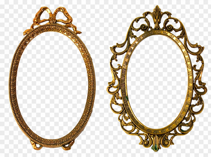 Gold Picture Frames Oval Fillet Mirror PNG