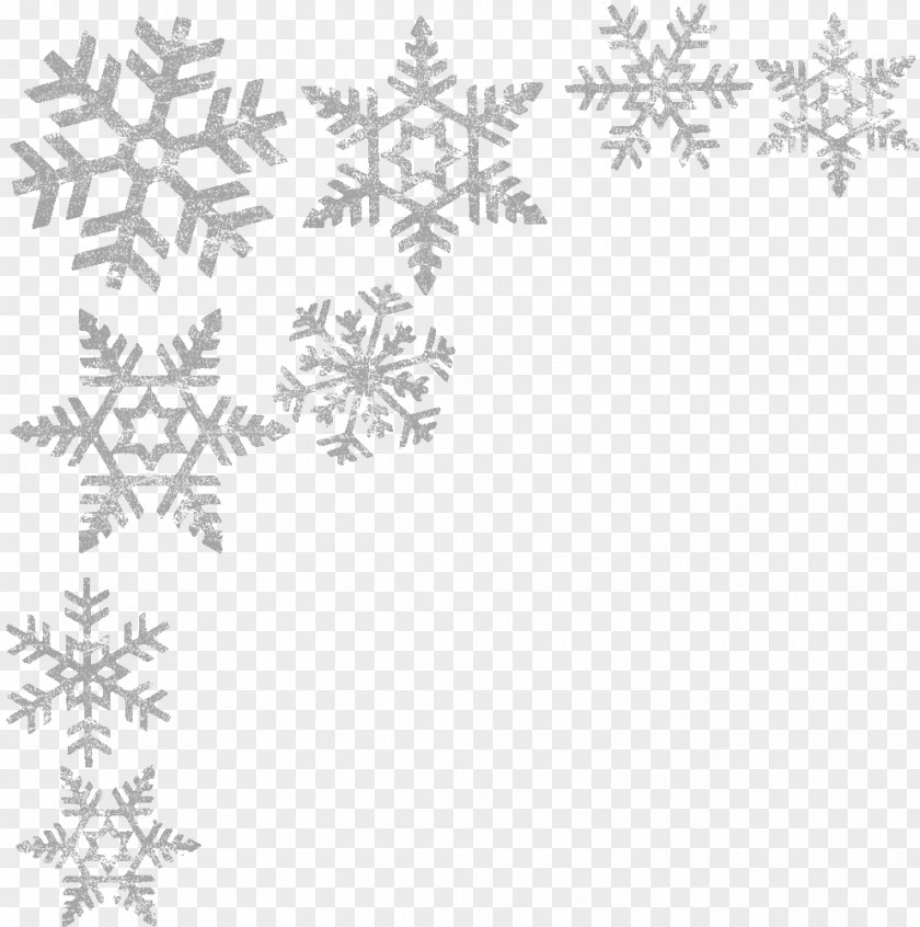 Snowflakes Border Image Black And White Point Pattern PNG