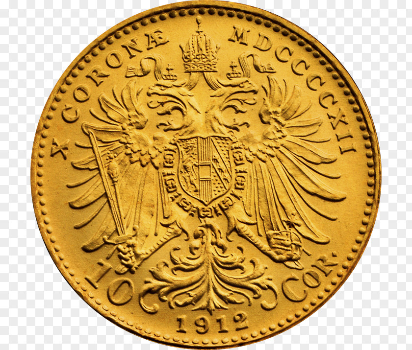 Coin Gold Austria-Hungary Czech Koruna PNG
