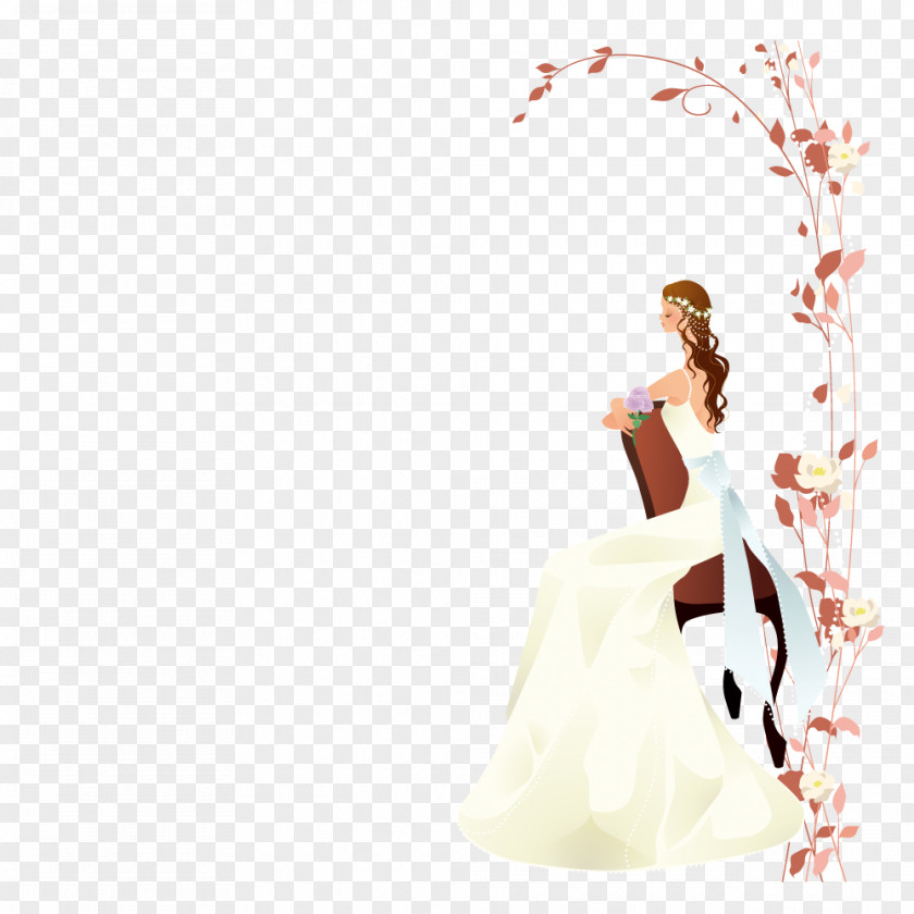 Woman Sitting On A Chair To Take Wedding Bride Euclidean Vector PNG