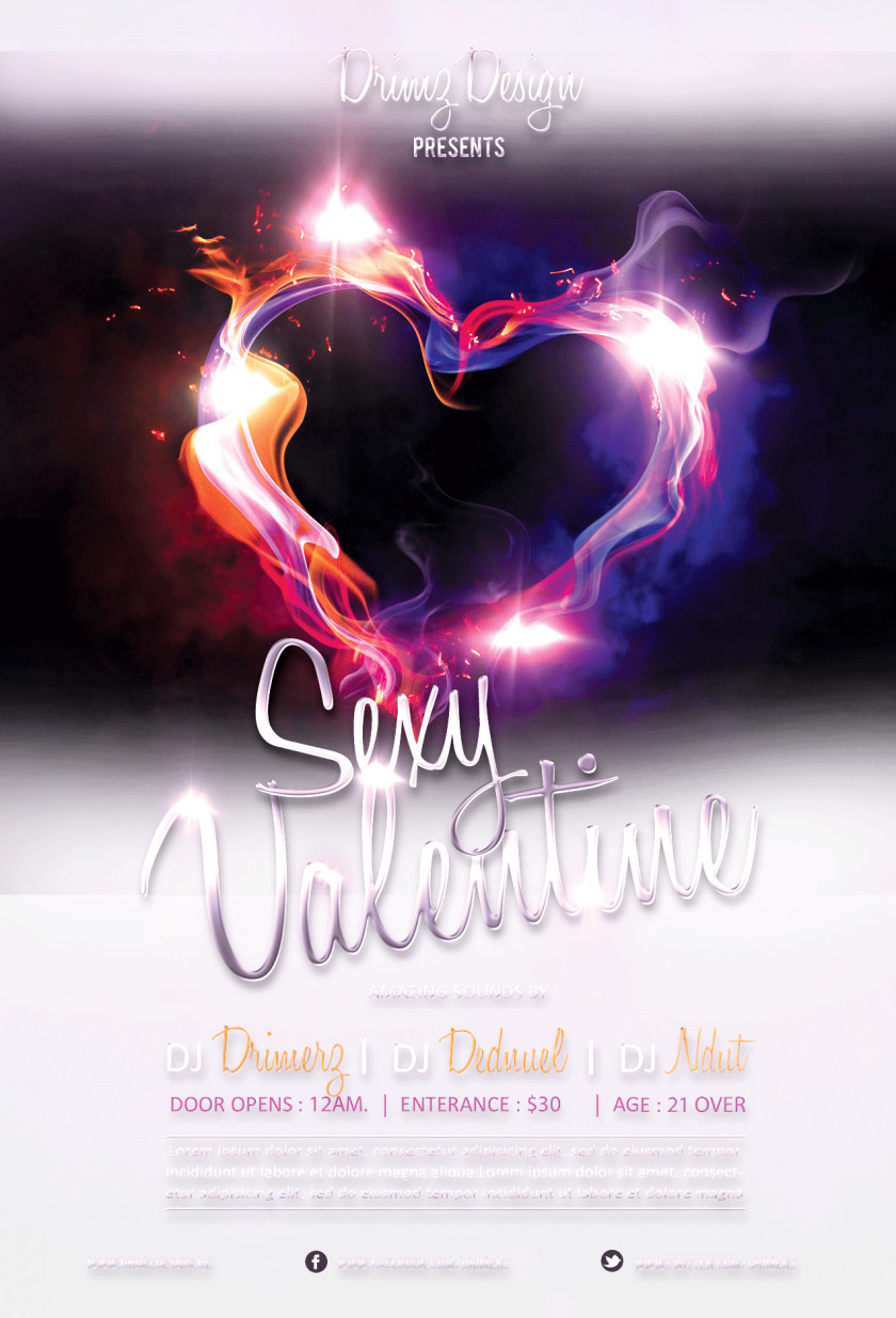 Flame Of Love Valentine's Day Poster PSD Heart Light Download PNG