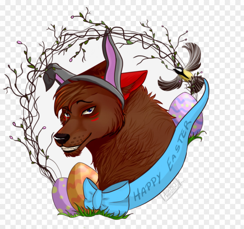 Happy Easter Flyer Canidae Dog Cartoon Christmas Ornament PNG