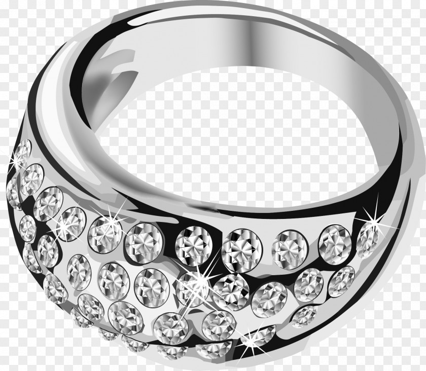 Silver Ring With Diamonds Wedding Earring Clip Art PNG