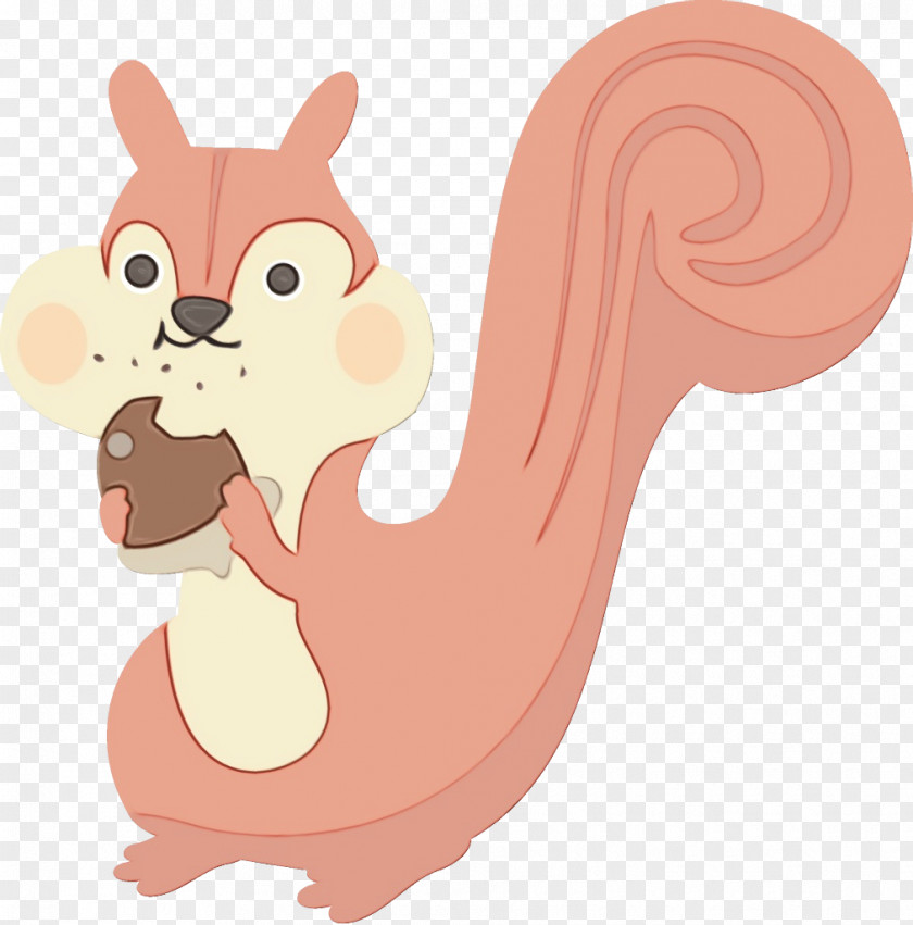 Ear Animal Figure Squirrel Cartoon Pink Tail PNG