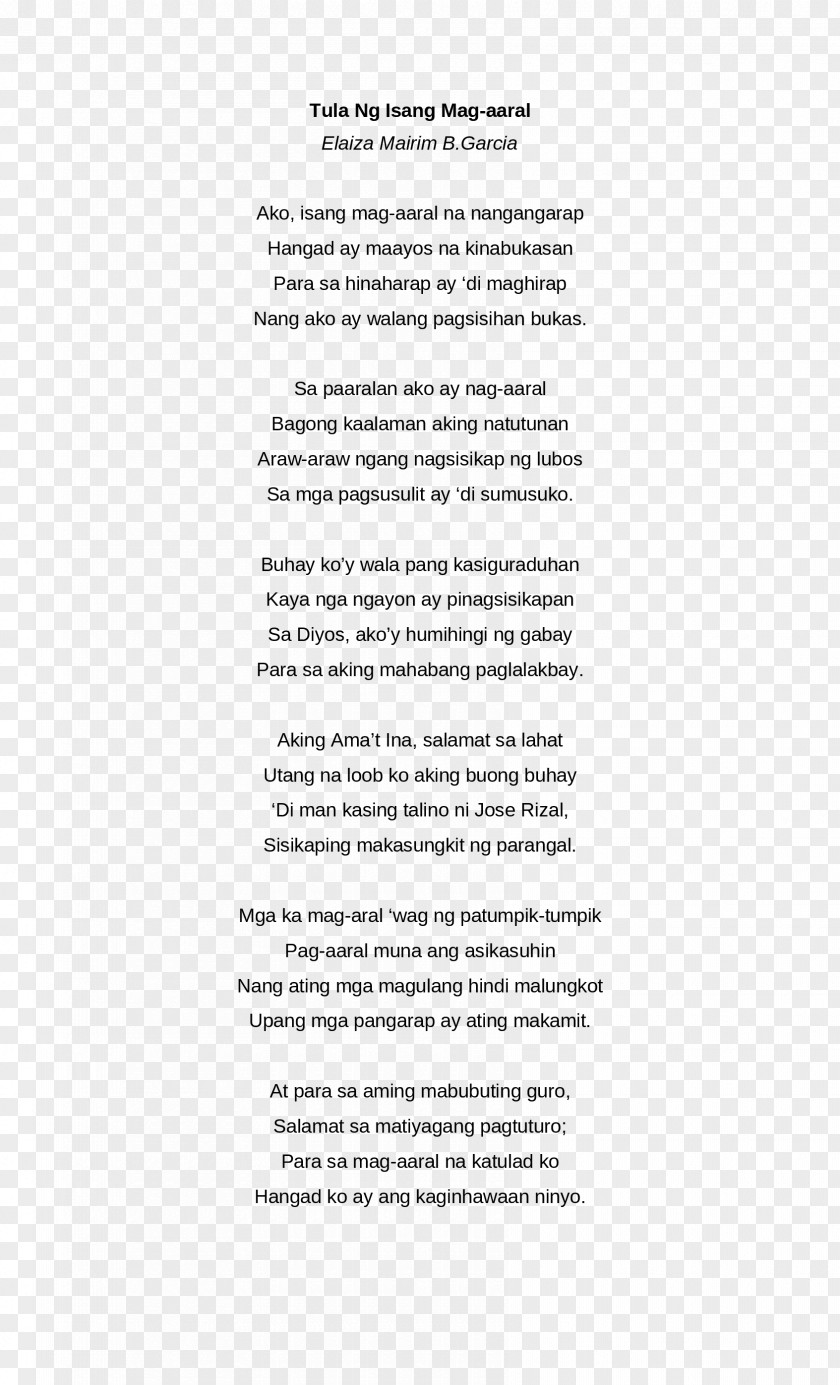Jose Rizal Poetry Spoken Word Ode Nursery Rhyme Syllable PNG