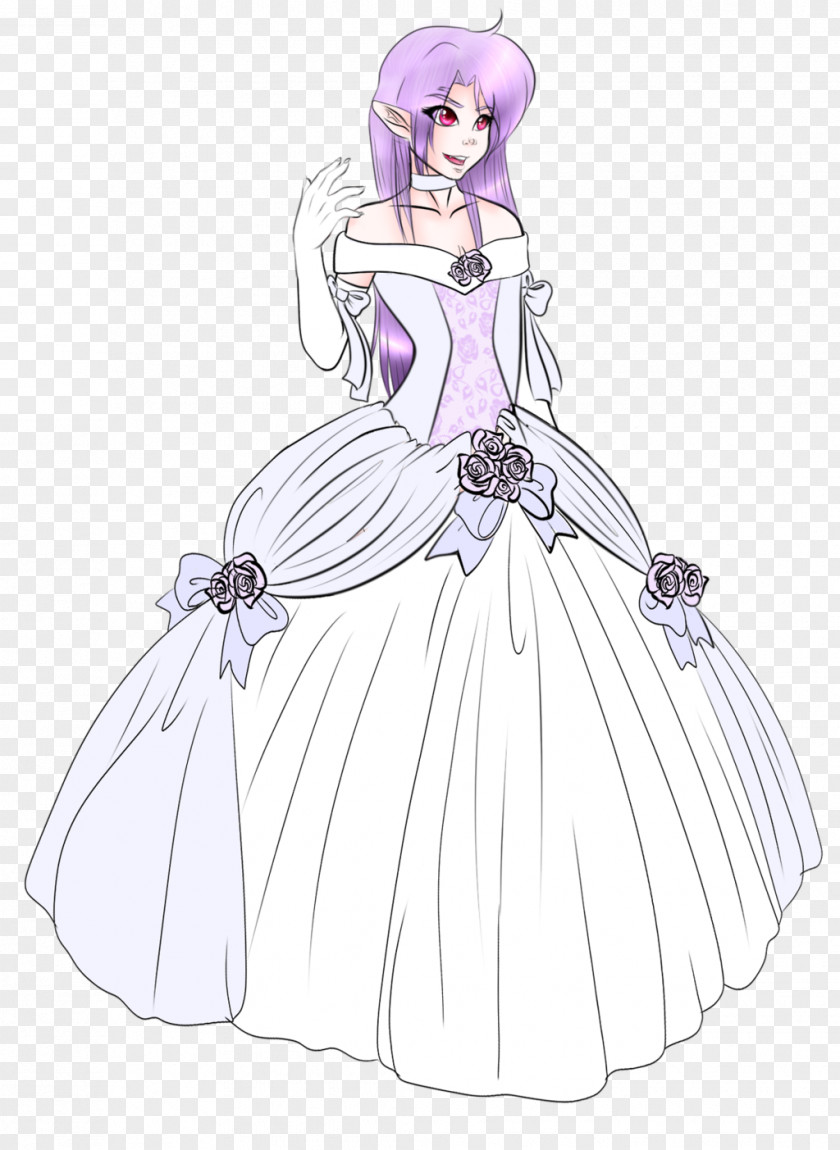 Designer Wedding Dress Gown Costume Design Sketch PNG