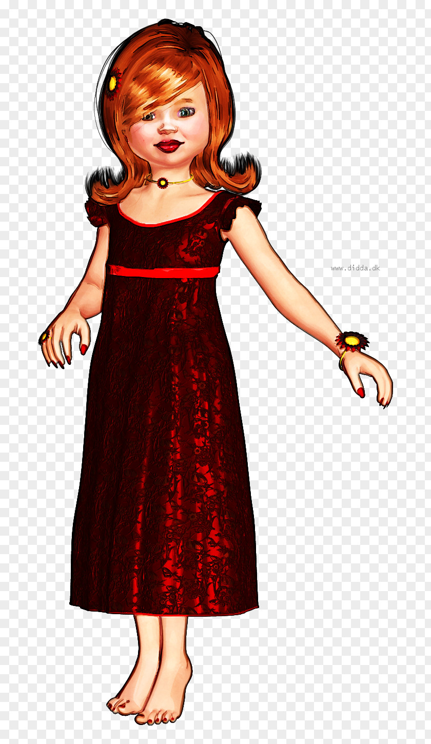 Dress Brown Hair Maroon Character PNG