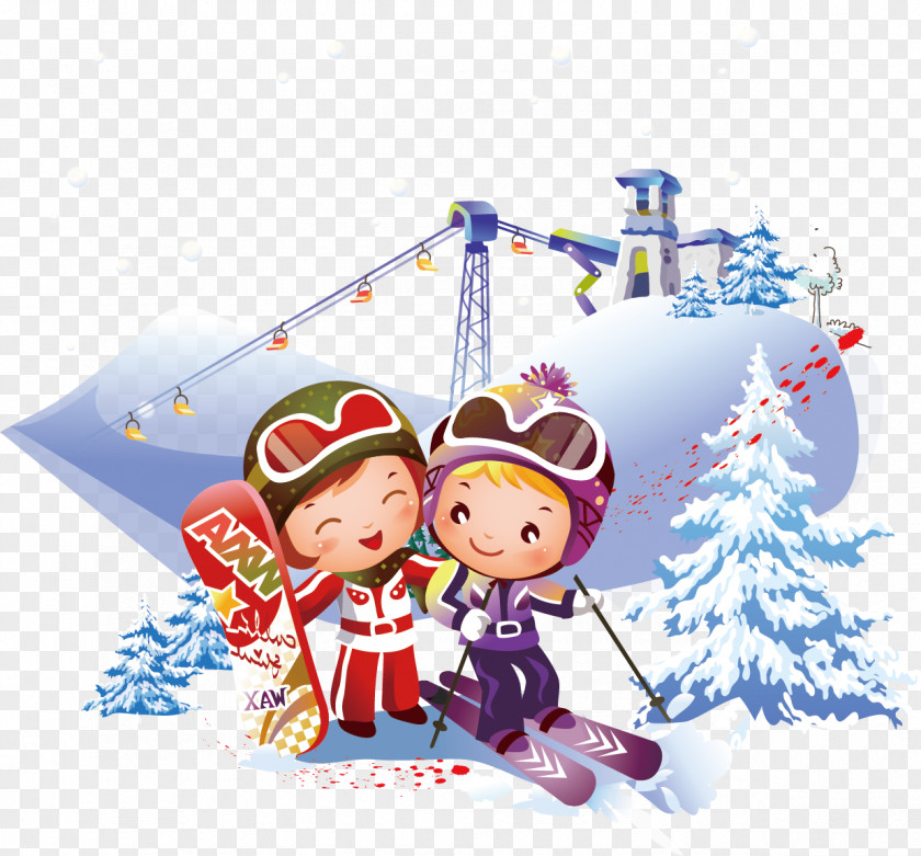 Skiing Children's Winter Tourism Creatives Child Illustration PNG