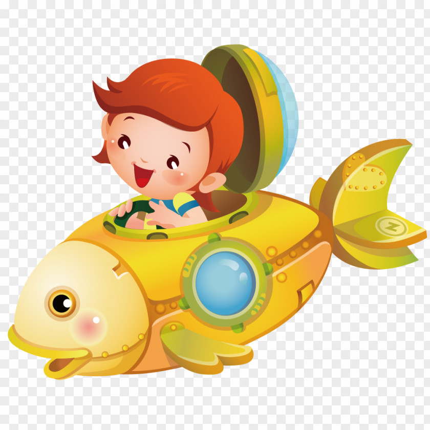 Boy Driving A Spaceship Goldfish Paper Child Traffic Sign Police PNG