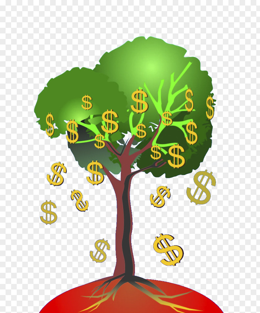 Dollar Cash Cow Vector Material Tree Illustration PNG