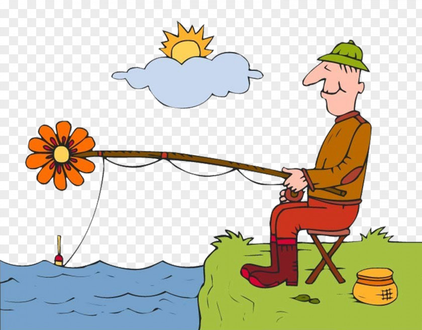 Enjoying Drawing Cartoon Painting Image Fishing PNG