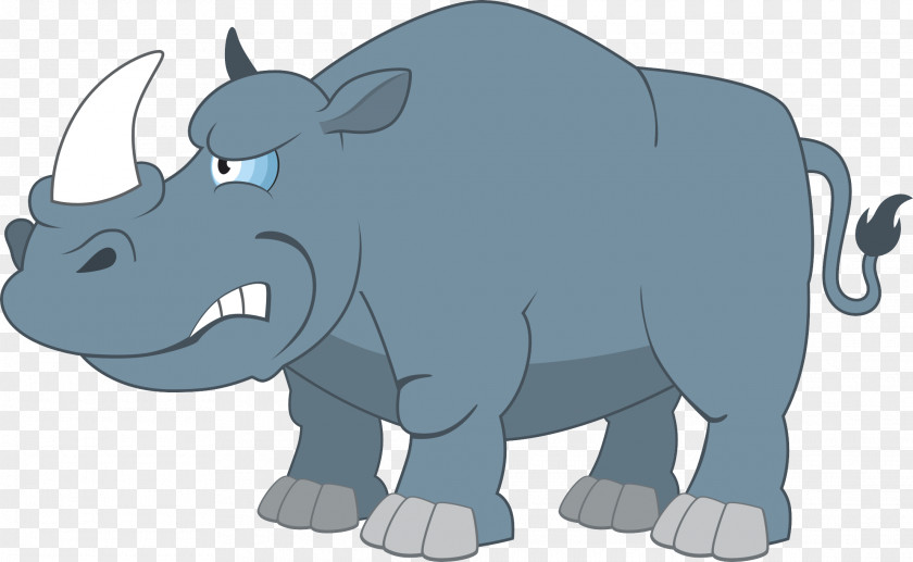 Angry Rhino Rhinoceros Cartoon Illustration PNG