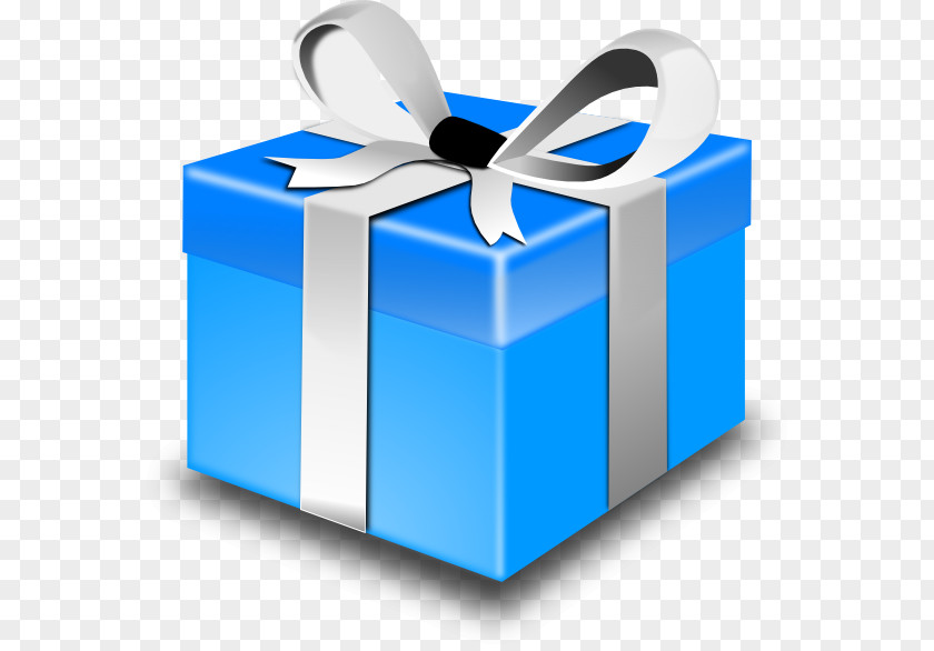 Blue Gift Box Christmas Clip Art PNG