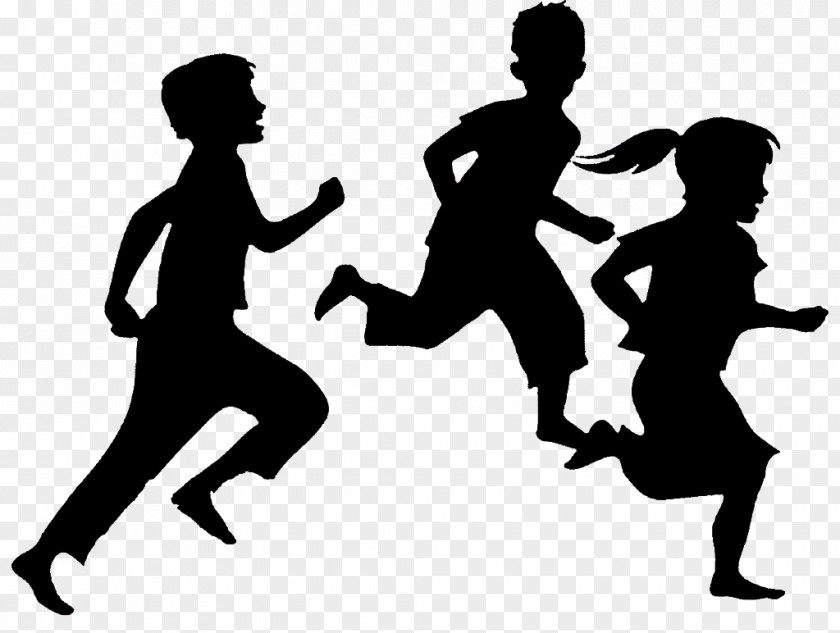 Silhouette Child Running Clip Art PNG