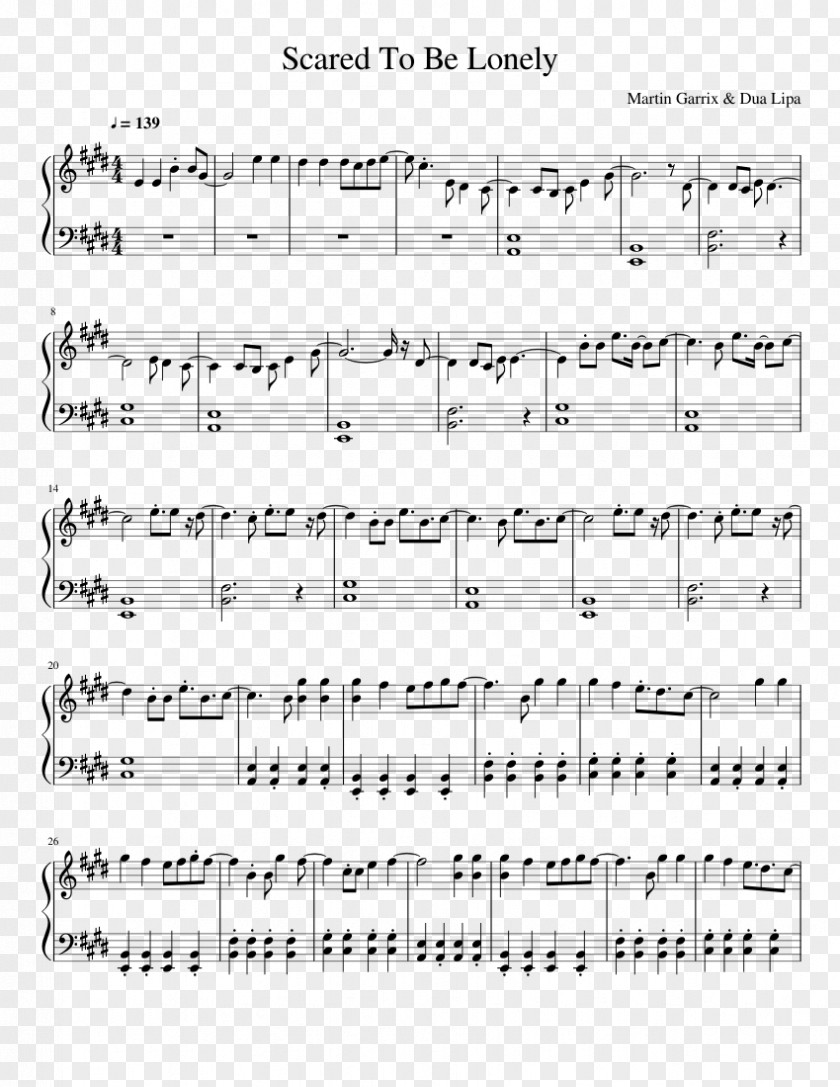Sheet Music Hamilton Scared To Be Lonely Piano PNG to Piano, sheet music clipart PNG