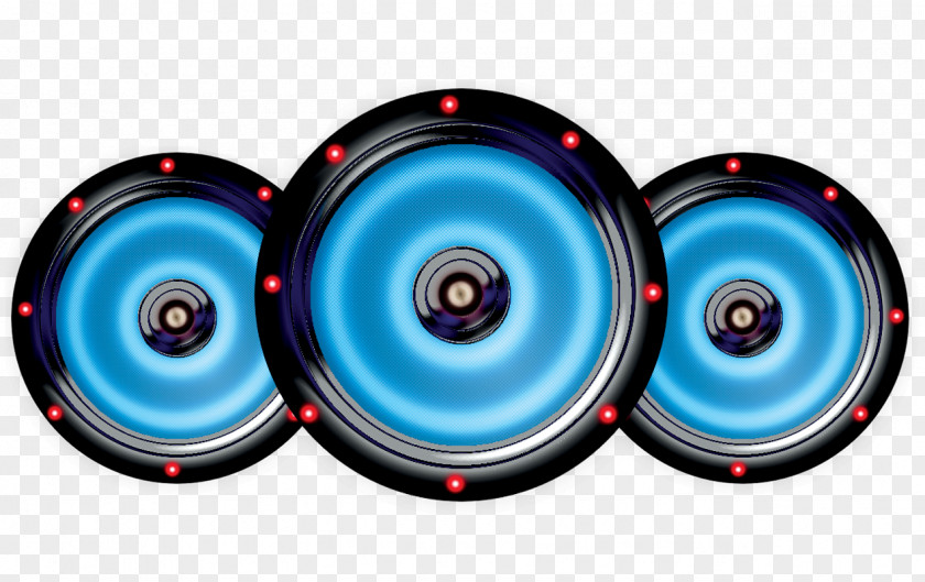 Loudspeaker Music Creative Technology PNG Technology, Speaker, three round black-and-blue subwoofers illustration clipart PNG