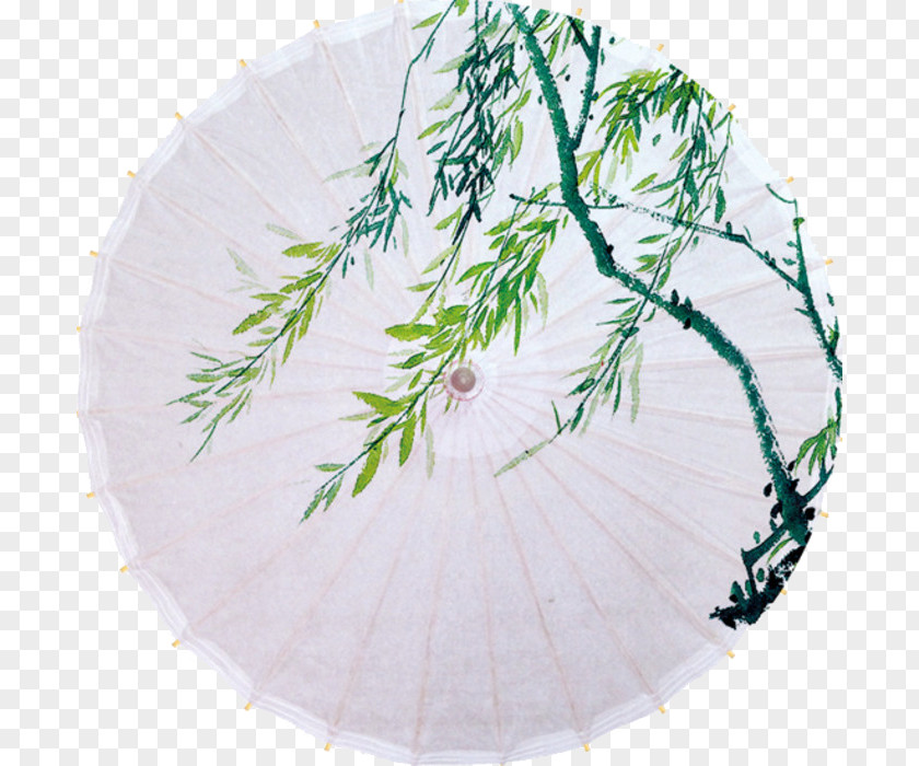 Art Paper Umbrella Branch Oil-paper Ink Wash Painting PNG