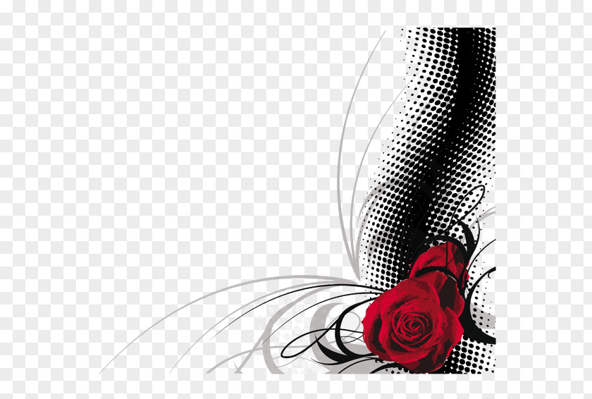 Red Rose Patterns On Black Valentines Day Wallpaper PNG