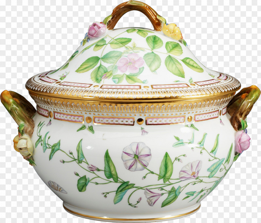 Plate Tureen Porcelain Flora Danica Tableware PNG