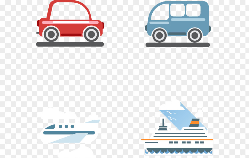 4 Kinds Of Transport Drawing Icon PNG