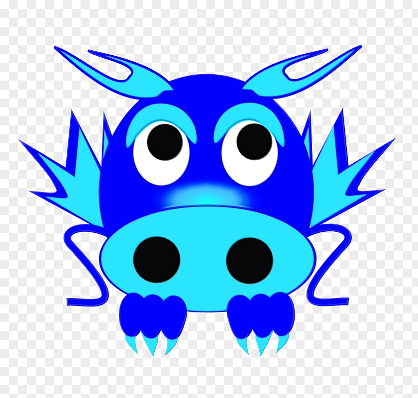 Electric Blue Snout Cartoon Head Line PNG