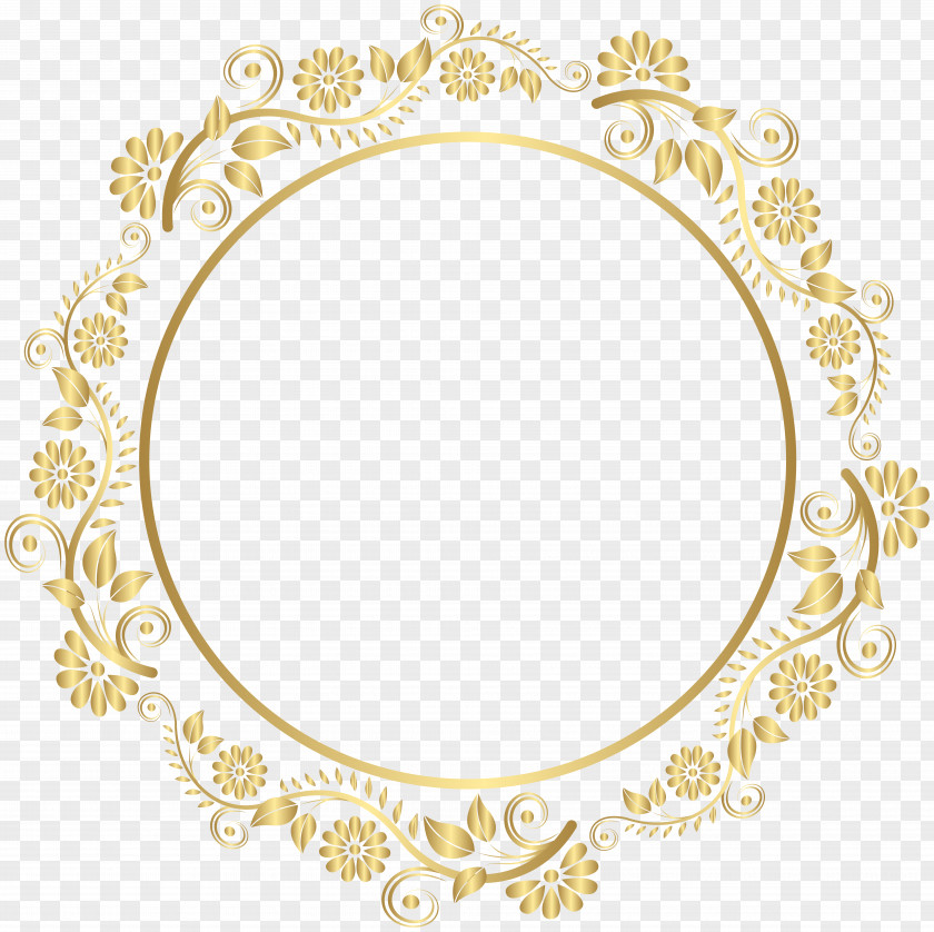 Round Gold Border Frame Deco Clip Art PNG