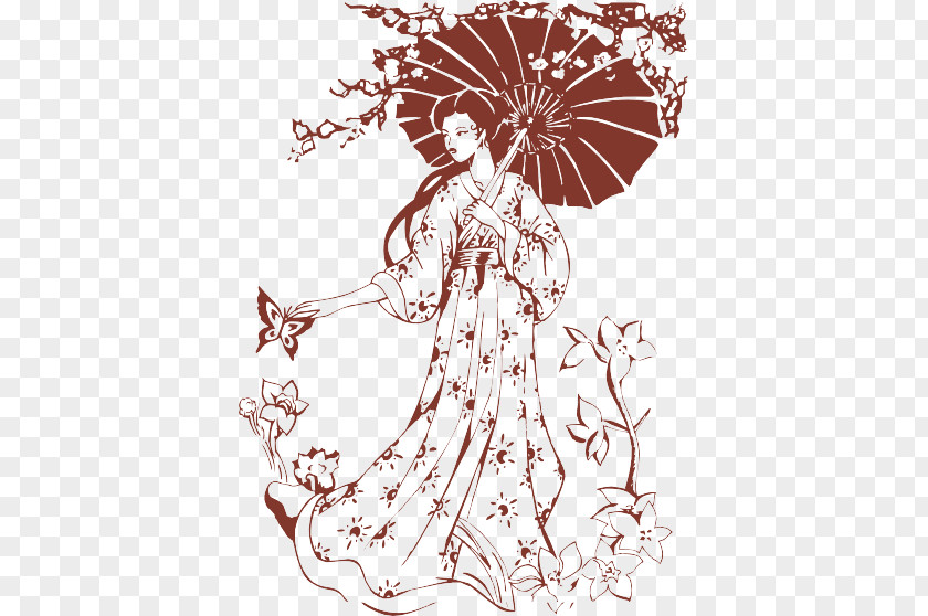 Women With Flower Floral Design Illustration PNG