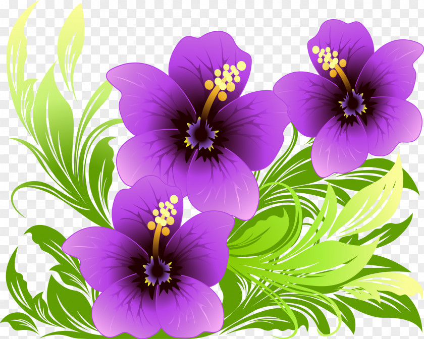 Purple Painted Floral Background Flower PNG