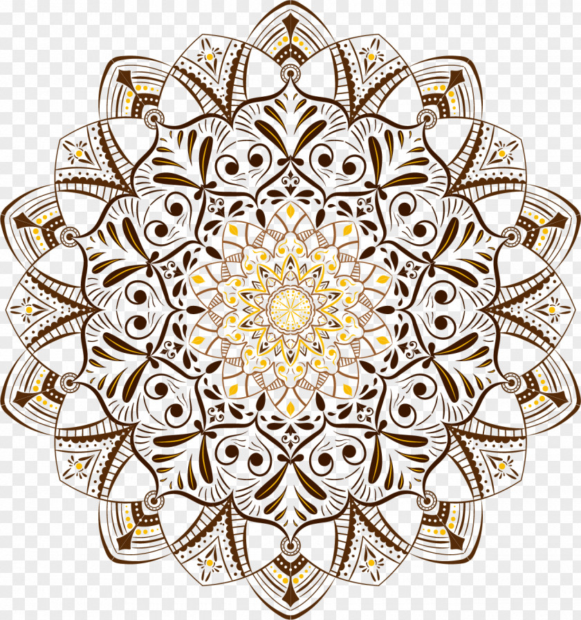 Retro Khaki Mandala Elephantidae Indian Elephant Euclidean Vector PNG