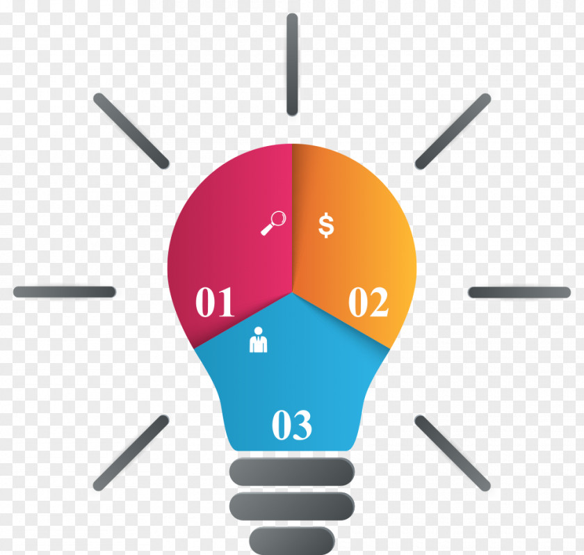 Vector Color Bulb Chart Infographic PNG