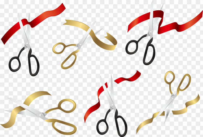 Vector Ribbon-cutting Band Scissors Opening Ceremony Ribbon PNG