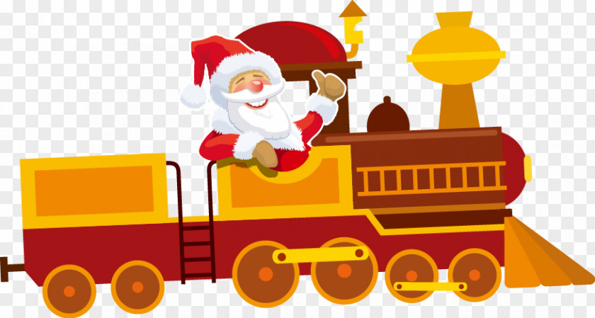 Cartoon Santa Train Claus Christmas Ornament Clip Art PNG
