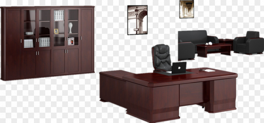 Wood Desk Table Office Furniture PNG