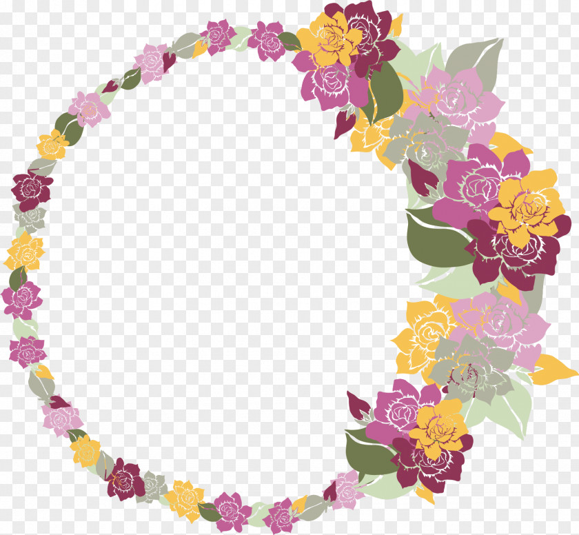 Flower Circle Frame Floral PNG