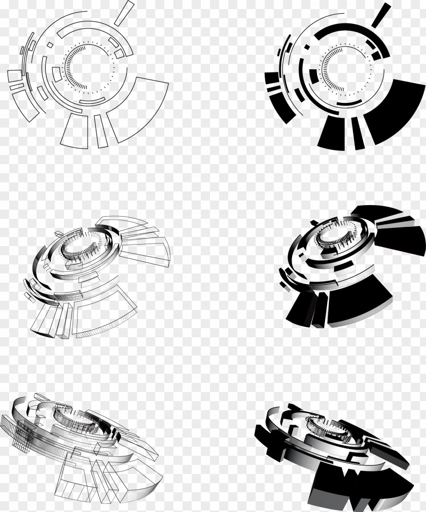 Vector Cool Technology Elements Circle Euclidean Clip Art PNG