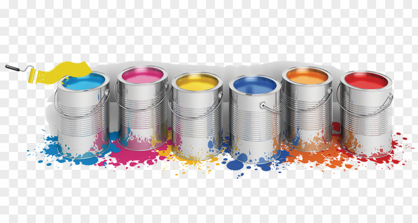 Decorative Paint Bucket Roller Color Oil Brush PNG